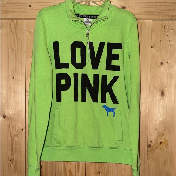 PINK Victoria's Secret Jackets & Blazers - Victoria Secret Pink half zip up in lime green and black-size small